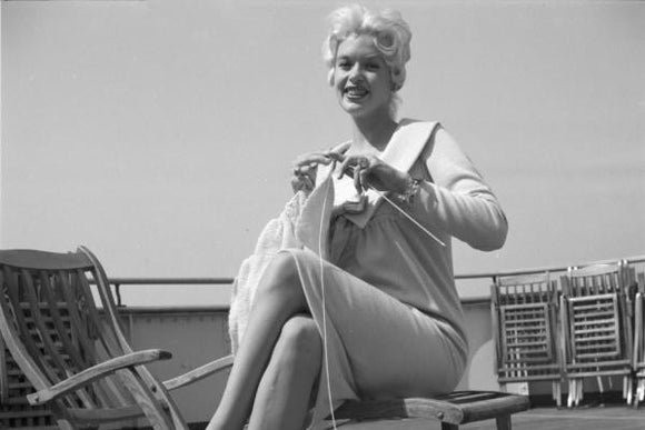Jayne Mansfield with knitting